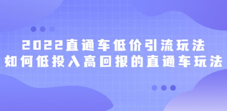 【副业2858期】2022玩转直通车低价引流：低投入高回报的直通车玩法