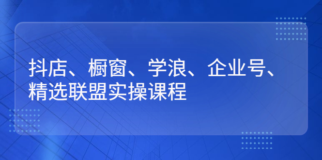 抖音全套课程：抖店、橱窗、学浪、企业号、精选联盟实操视频