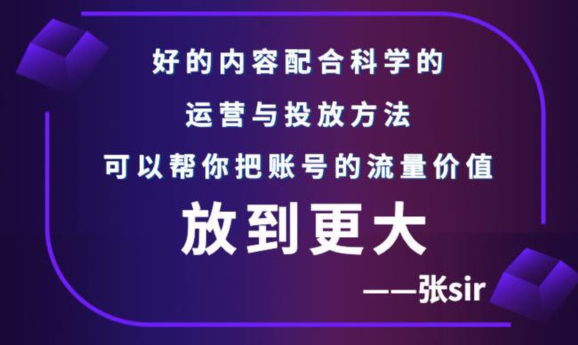 【副业3146期】抖音流量少怎么提高流量：张sir抖音流量增长课，让你的流量更精准