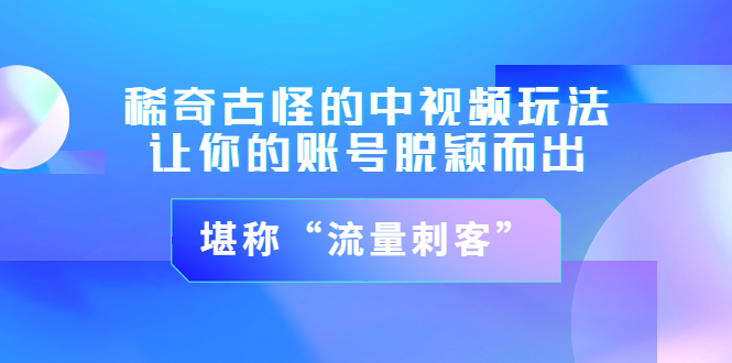 【副业3475期】中视频计划怎么赚钱：稀奇古怪的中视频玩法，堪称“流量刺客”（图文+视频)