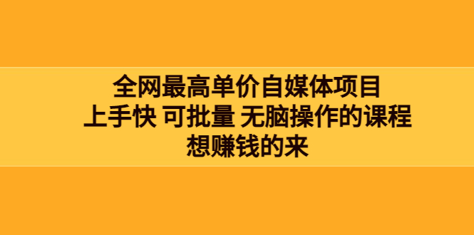 自媒体是如何赚钱：全网最单高价自媒体赚钱项目，可批量操作