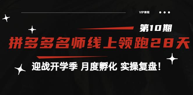 拼多多副业怎么做：《拼多多名师线上领跑28天-第10期》月度孵化实操复盘